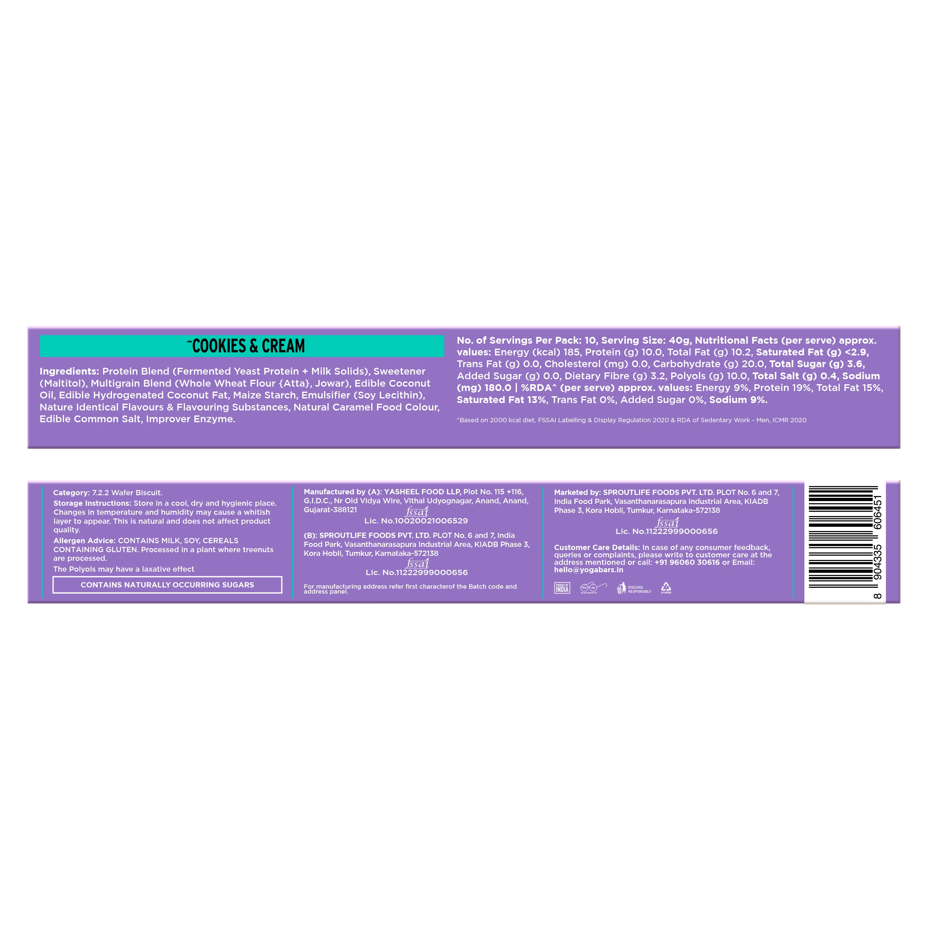 10g Protein Wafer Bars Cookies & Cream Flavour - Pack of 10 - Image 6