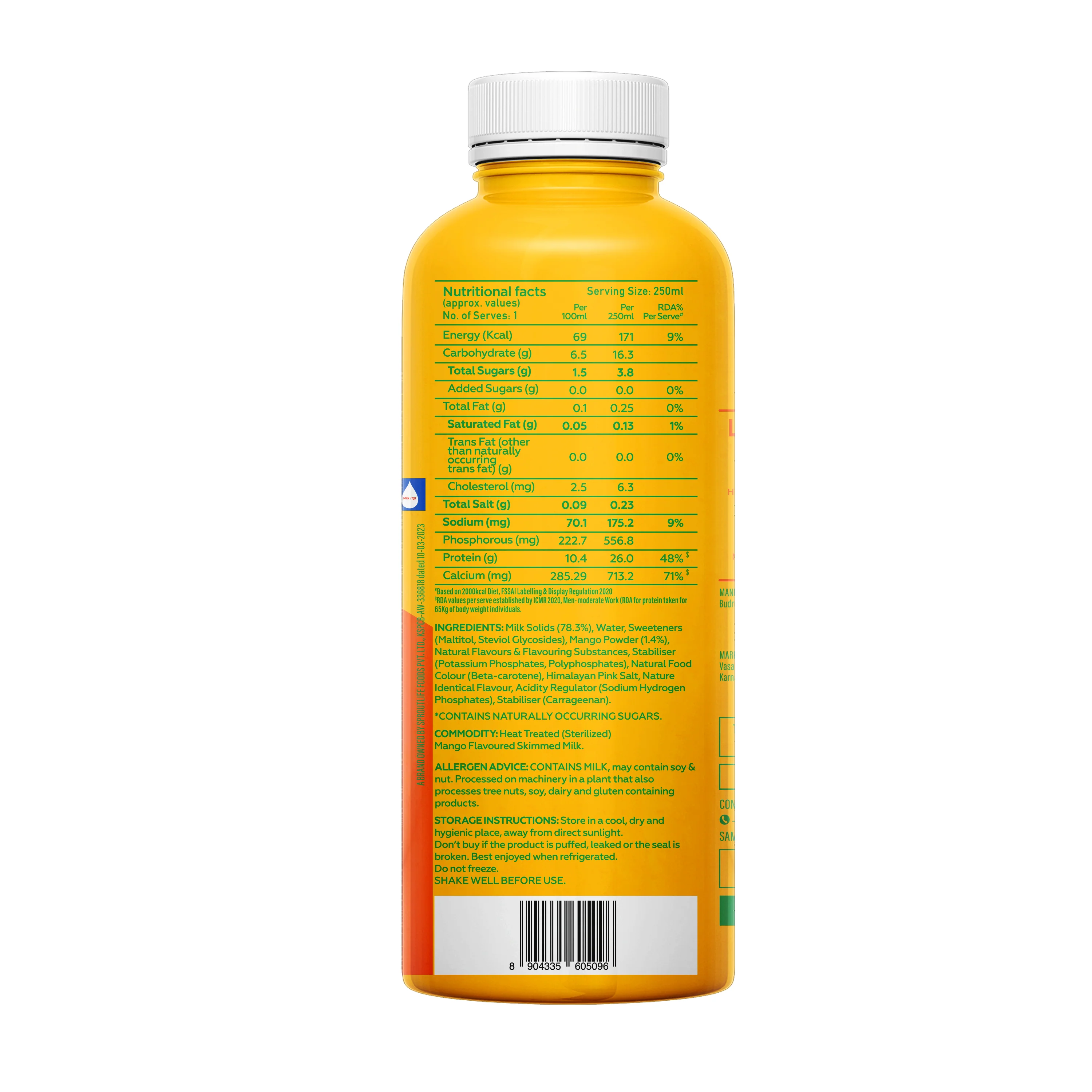 26g Protein Shake Mango Rizz - 250ml/bottle - Image 3