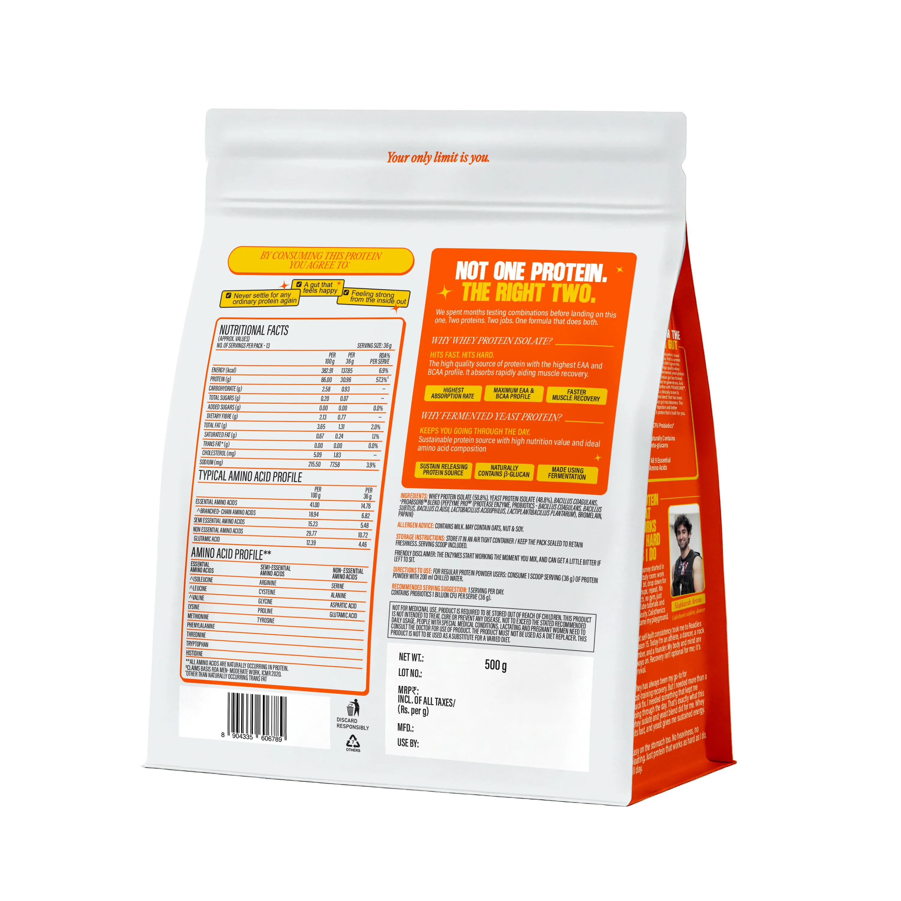 Ultimate Whey Isolate with Fermented Yeast Protein - Unflavoured - 500gm - Image 9